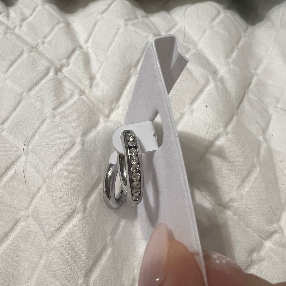 New huggie earrings with swarovski crystals.